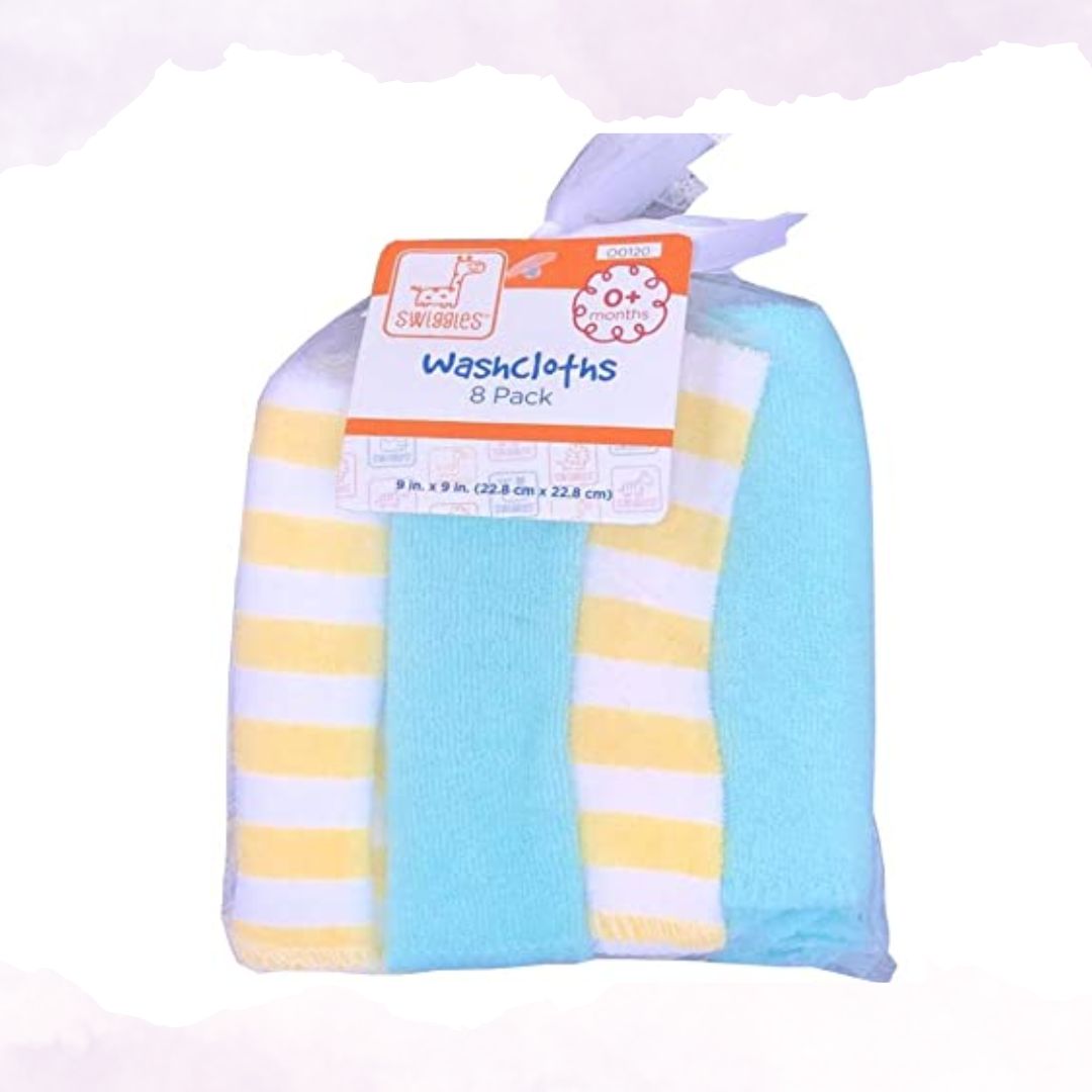 8pk washcloths yellow-blue